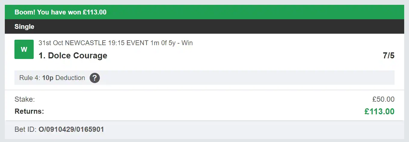 Horse Racing For Today - Winner - 2023-10-31