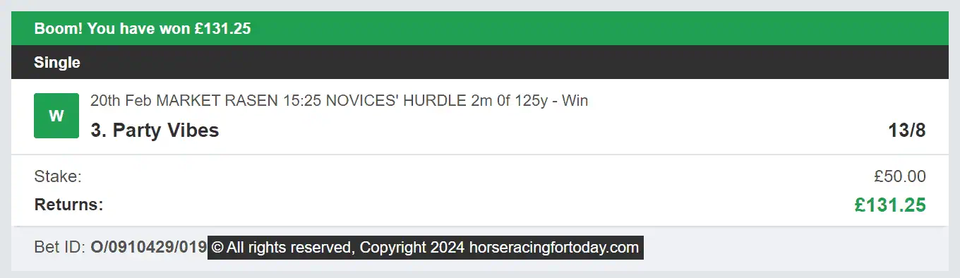 Horse Racing For Today - Winner - 2024-02-20