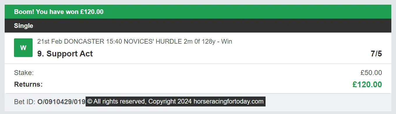 Horse Racing For Today - Winner - 2024-02-21