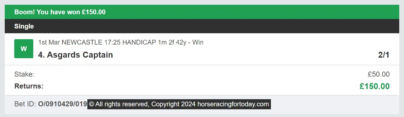 Horse Racing For Today - Winner - 2024-03-01