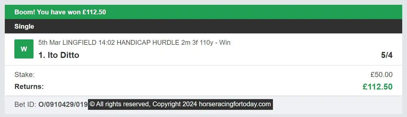 Horse Racing For Today - Winner - 2024-03-05