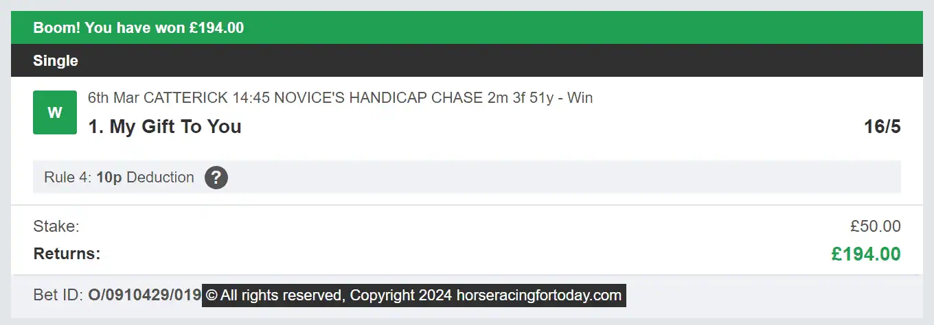 Horse Racing For Today - Winner - 2024-03-06